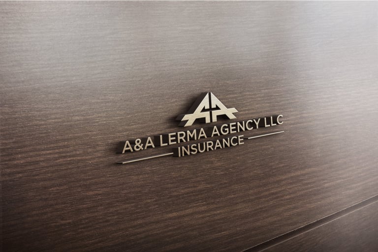 Gold A&A Lerma Agency LLC Insurance logo on brushed metal surface
